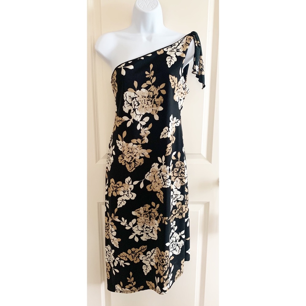 BCBGMaxAzria One Shoulder Floral Sheath Dress, S